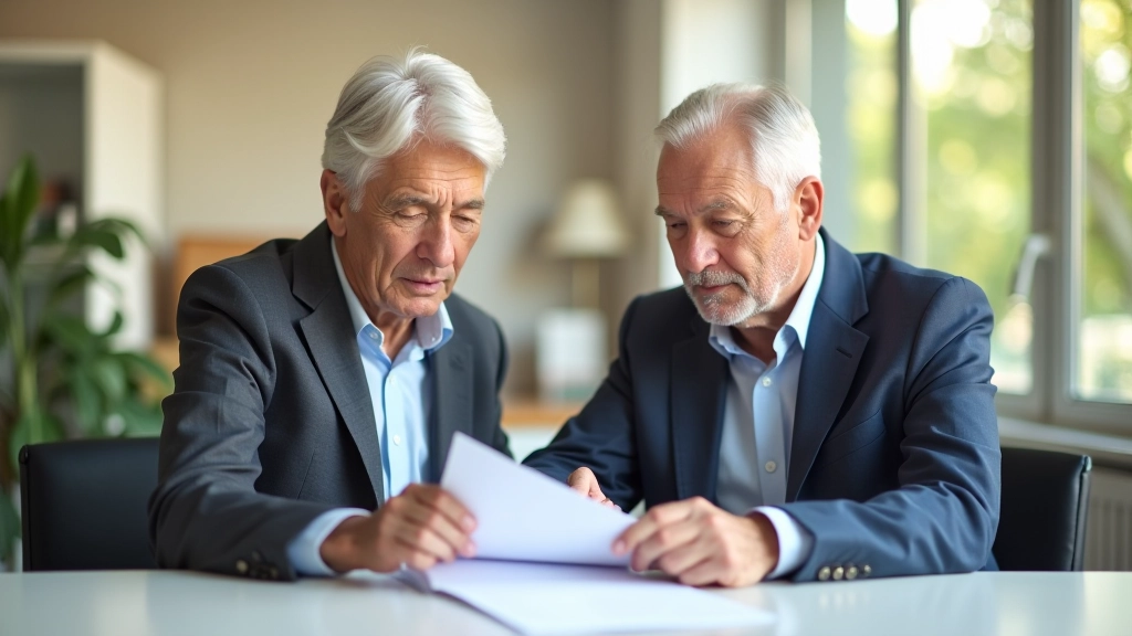 Couple de retraités en discussion à propos de leur plan de retraite dans un bureau moderne