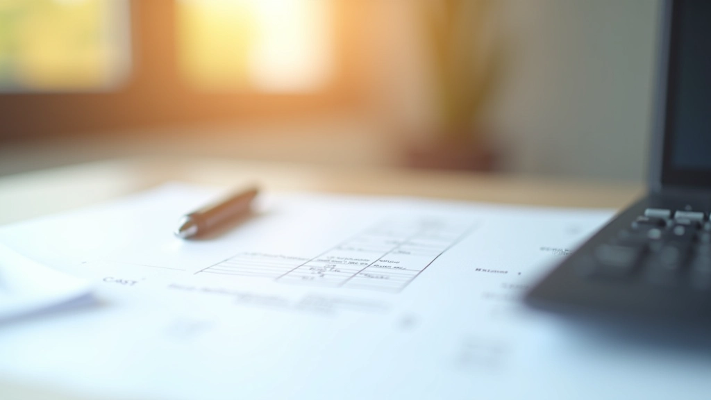 Document de calcul de retraite sur un bureau blanc, stylo et calculatrice à proximité, éclairage doux, arrière-plan de bureau flou, SANS texte, SANS filigrane