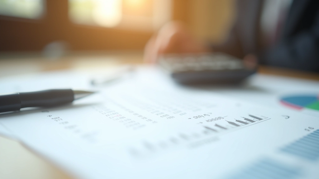 Tableau avec des calculs de trimestres manquants et options de rachat sur un bureau avec calculatrice