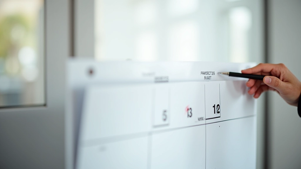 Calendrier d'une année avec les dates clés marquées pour la planification de la retraite progressive